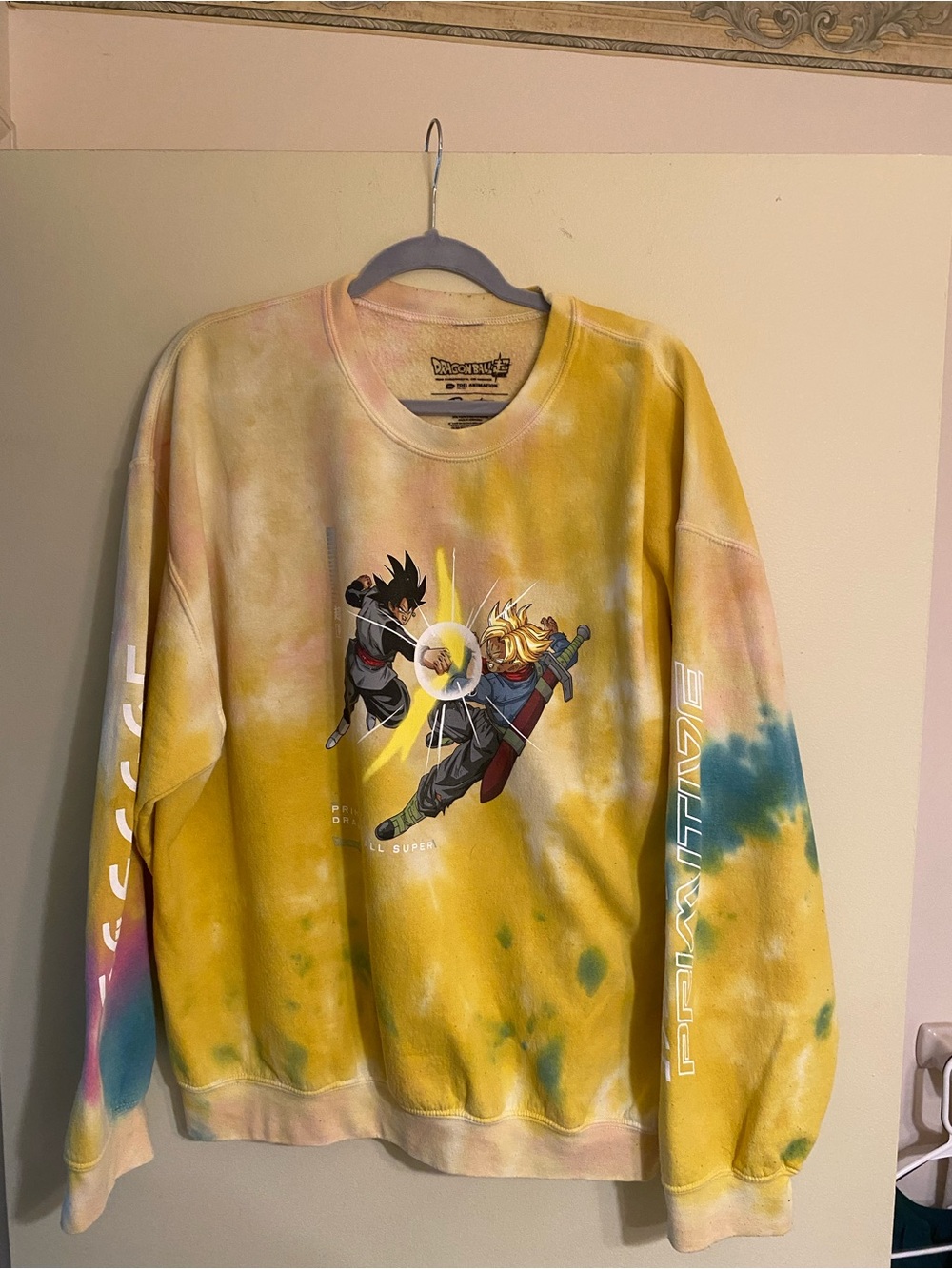 Primitive Yellow Tie-Dye Dragon Ball Z Crewneck Sweatshirt